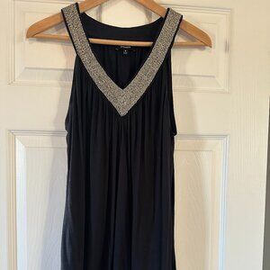 Express Sleeveless Silver Beaded Neckline Adorned Shirt, Women's Medium